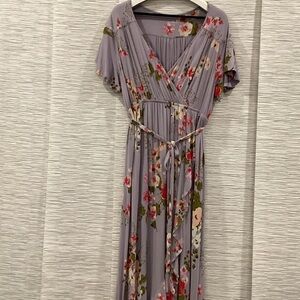 Isabel Maternity by Ingrid & Isabel Floral Maxi Dress in Lavender and Pink